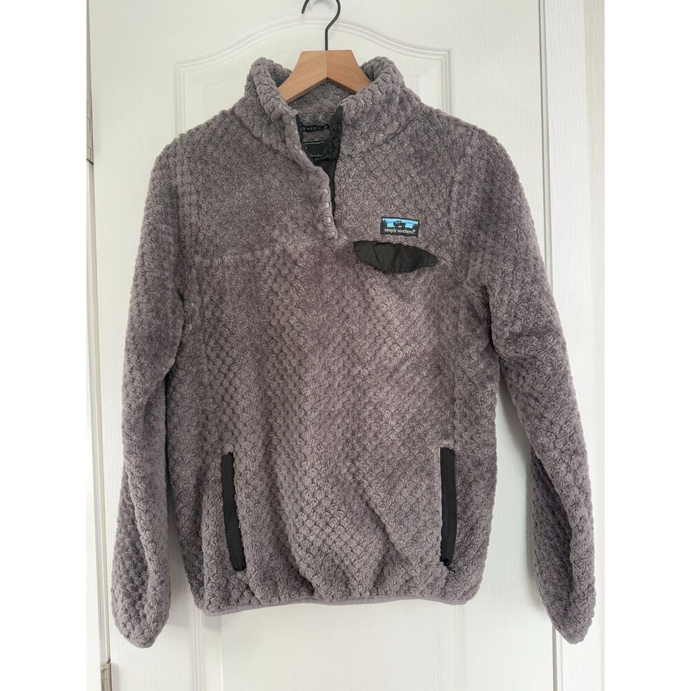 Simply Southern Women's Gray Fleece Pullover Top Jacket Size S